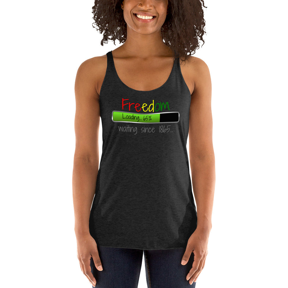 Juneteenth Freedom Loading Racerback Shirt | Celebrate African American Independence | Black-Owned Business
